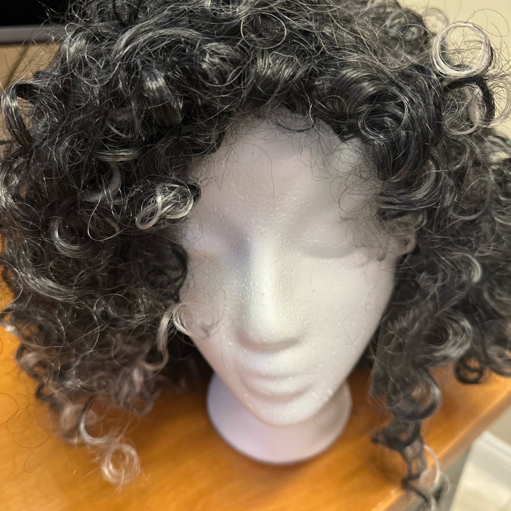 Curly Black and Gray Wig